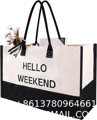 Extra Large Canvas Beach Bag With 2 Side Pockets for Beach, Travel, Cruise, Shopping, Ideal Gift for Women