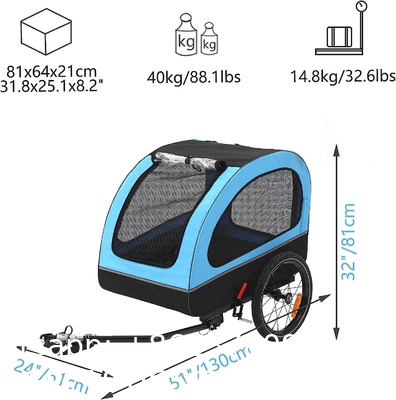 Dog Trailer, Medium Dog Buggy, Bicycle Trailer for Small and Medium Dogs Under 88 lbs