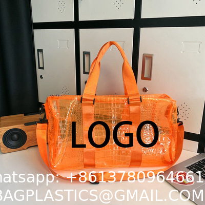 Wholesale Custom Logo Pvc Clear Jelly Color Swimming Overnight Tote Duffel Duffle Bag For Women Girls Ladies Bags