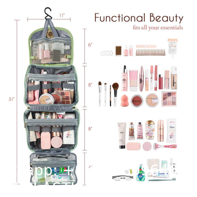 Custom Logo Foldable Portable Storage Pink Cosmetic Bags Makeup Organizer Travel Hanging Toiletry Bag