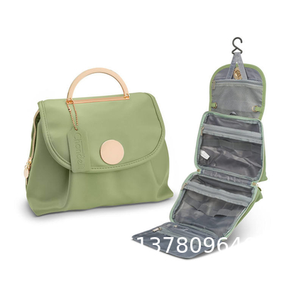 Custom Logo Foldable Portable Storage Pink Cosmetic Bags Makeup Organizer Travel Hanging Toiletry Bag