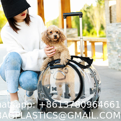 Transparent Capsule Pet Bag Carrier Luggage Case Transparent Trolley Case With Trolley Wheels