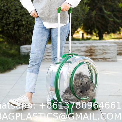 Transparent Capsule Pet Bag Carrier Luggage Case Transparent Trolley Case With Trolley Wheels