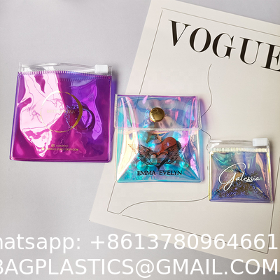 Wholesale Holographic Packing Bag Jewelry Pouch Custom Frosted Zipper Bag For Jewelry