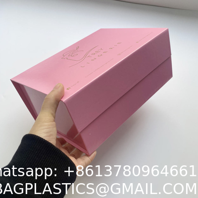 Custom Luxury Glossy Pink Package Folding Paper Box Magnetic Foldable Gift Box With Magnetic Lid