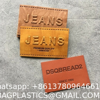 Handmade Customized Genuine PU Leather Patches Clothing Tags For Clothes With Private Label Logo