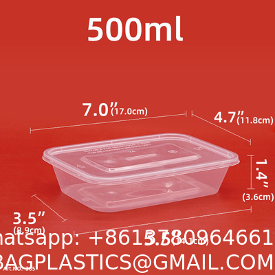 PP Disposable Packing Bento Box, Freezer Microwavable Plastic Container With Lid Eco Food Packaging Boxes Biodegradable