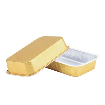 Golden Aluminum Foil Pan Disposable Foil Fast Food Container To Takeout Cake Trays Boxes Foil Container Food Pack