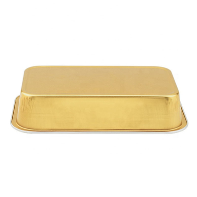 Golden Aluminum Foil Pan Disposable Foil Fast Food Container To Takeout Cake Trays Boxes Foil Container Food Pack