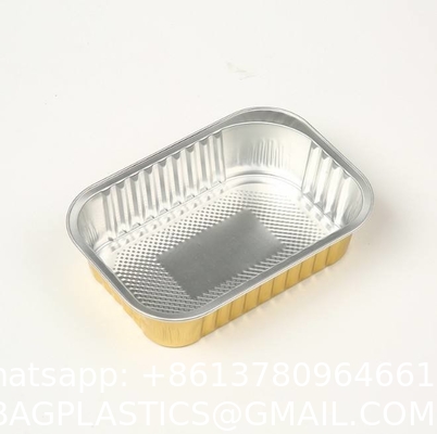 Golden Aluminum Foil Pan Disposable Foil Fast Food Container To Takeout Cake Trays Boxes Foil Container Food Pack