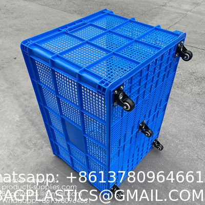 Plastic Basket With Wheels Large Rectangular Box Plastic Frame Hollow Thickened Express Clothing Factory Transit