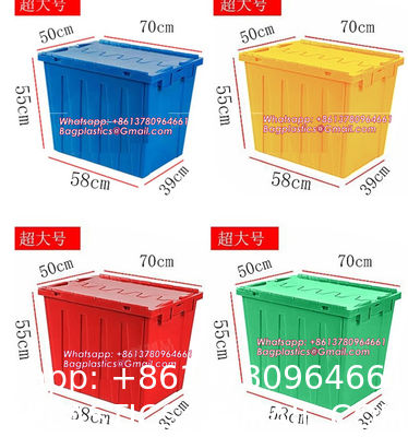 Cargo Transport Plastic Box, Collapsible 35 Liter Heavy Duty Storage Bin / Foldable & Stackable Utility Crate With Attached lockable Lid