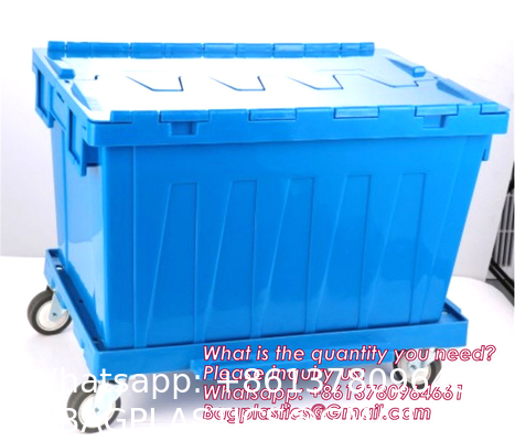 Folding Plastic Stackable Utility Crates 2-Pack, Collapsible Storage Bins With Lids Durable Containers For Home & Garage Organization