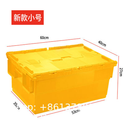 Heavy Duty Plastic Moving Boxes Attached Lid Containers Industrial Folding Tote Box For Warehouse Nestable Moving Crates Stackable Storage Attached Lid Tote Plastic Storage Bins With Lids