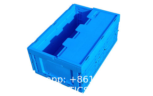 Storage Tote Distribution Container With Hinged Attached Lid Industrial Plastic Stackable Storage KeepBox Tote Container