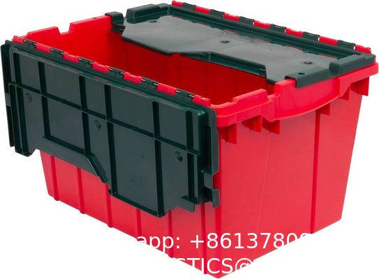 Efficient Foldable Turnover Plastic Crate Attached Lid Solid Moving Storage Bin Stackable Pallet Container For Convenient
