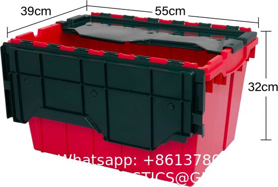 Efficient Foldable Turnover Plastic Crate Attached Lid Solid Moving Storage Bin Stackable Pallet Container For Convenient