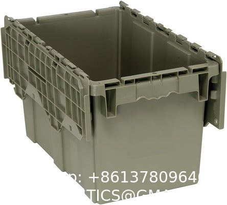 Round Trip Totes, Attached Lid Containers Plastic Storage Tote Box For Distribution And StorageCrates Plastic Round Trip Tote Box Attached Lid Plastic Storage Container for Sale