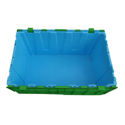 High Strength Stacking And Nest Warehouse Logistic Turnover Round Trip Totes With Hinged Lid Round Trip Plastic Totes Attached Lid Container Nest Storage Tote Box Distribution Warehouse Storage