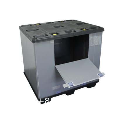 Big Bulk Container, Large Plastic Pallet Box Container With Lid / Cover & Wheels Or Without Heavy Duty Industrial Use Folding Plastic Pallet Box Plastic Stackable Collapsible Pallet Crates