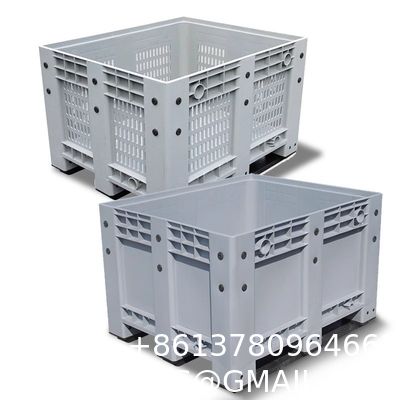 Big Bulk Container, Large Plastic Pallet Box Container With Lid / Cover & Wheels Or Without Heavy Duty Industrial Use Folding Plastic Pallet Box Plastic Stackable Collapsible Pallet Crates