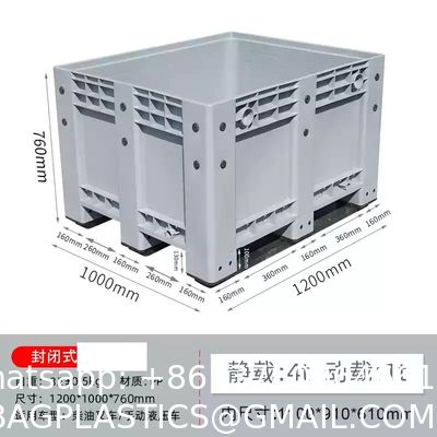 Big Bulk Container, Large Plastic Pallet Box Container With Lid / Cover & Wheels Or Without Heavy Duty Industrial Use Folding Plastic Pallet Box Plastic Stackable Collapsible Pallet Crates