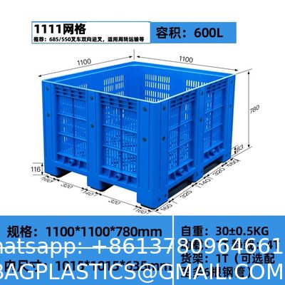 Heavy Duty Industrial Use Folding Plastic Pallet Box Plastic Stackable Collapsible Pallet Crates With Half-Open Windows