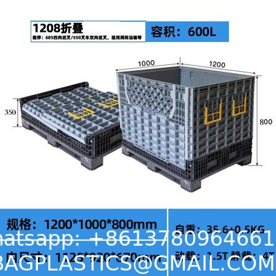 Heavy Duty Industrial Use Folding Plastic Pallet Box Plastic Stackable Collapsible Pallet Crates With Half-Open Windows