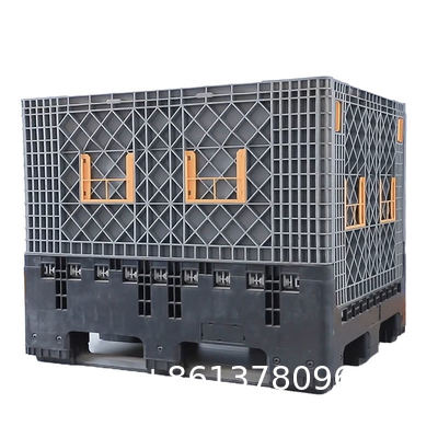 HDPE Solid Plastic Box Packaging Plastic Pallet Bulk Container With Wheel Heavy Duty 4 Way Entry Solid Storage Stackable Pallet Boxs With Wheels