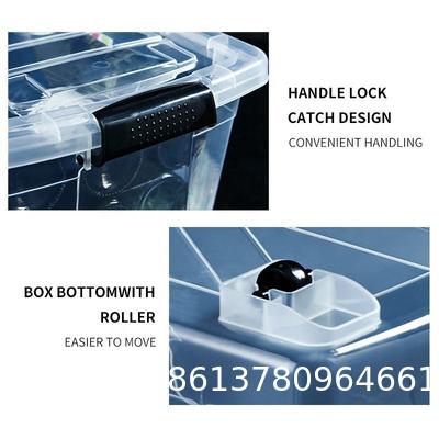 Recyclable Bin Household Multifunction Large Stackable Clothes Clear Transparent PP Container Box Plastic Storage Boxes Bins With Lid Wheels