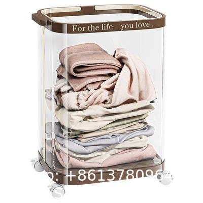 Sustainable Household Dirty Clothes Basket Simple Transparent With Handle Clothing Storage Basket Retro Sorting Basket Removable Plastic Laundry Basket