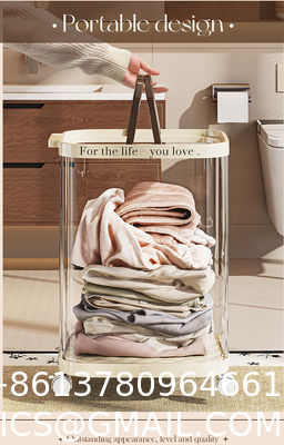 Sustainable Household Dirty Clothes Basket Simple Transparent With Handle Clothing Storage Basket Retro Sorting Basket Removable Plastic Laundry Basket