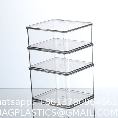 Clear Stackable Storage Bins With Lids, Large Plastic Containers With Handle For Pantry Organizer And Storage,Perfect For Bathroom,Cabinet,Kitchen,Fridge,Closet Organization