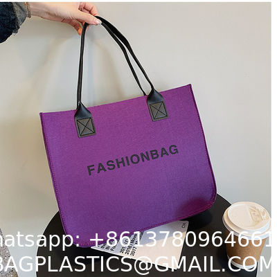 Versatile Felt Bag, Shoulder Handbag, Felt Tote Bag, Leather Strap, Shopping Bag, Large Quantity Discount Large Reusable Bags Heavy Duty Grocery Tote Bag