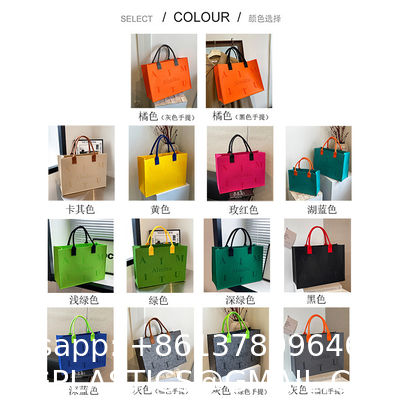 Factory Supply New Style Fashion Hand Bags Shopping Handbag Felt Customized Multi-Pocket Handbag Felt Tote Bag Eco-Friendly Cotton Felt Handle Beautiful Striped