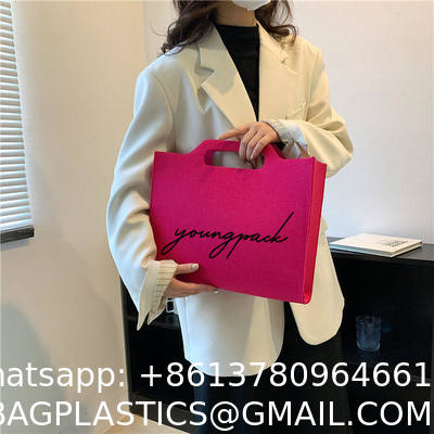 OEM Handmade Reversible Felt Storage Bag Embroidered Personalized Tote Bag Manufacturer'S Shopping Bag Wholesale Custom Simple Letter Logo Eco-Friendly Durable Multi-Scenario Suitable Felt Shopping