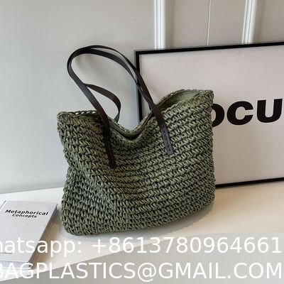 Crochet Raffia Tote Bag Kit Set For Beginners Beach Tote Bag For Women Beach Straw Handmade Bag Woven Rattan Bag For Women Raffia Yarn For Crocheting Raffia Paper Ribbons For Craft