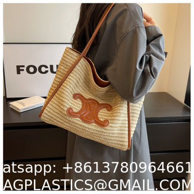 Women Small Straw Bags Summer Beach Tote Bag Handmade Woven Hobo Purse Handbag Customized New Arrival Hand Made Natural Straw Raffia Blue Striped Crochet Beach Bag Crochet Bags Custom Order