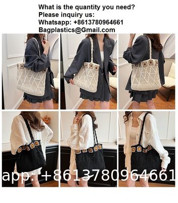 Raffia Straw Bags Tote Summer Beach Purses Wholesale New Ethnic Style Beach Bags Women Paper Straw Crochet Tote Bags Large Capacity Raffia Braided Handbags