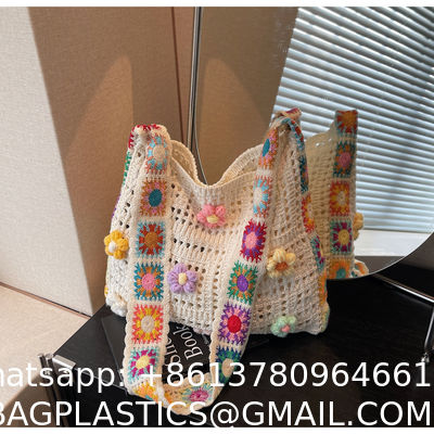 Raffia Straw Bags Tote Summer Beach Purses Wholesale New Ethnic Style Beach Bags Women Paper Straw Crochet Tote Bags Large Capacity Raffia Braided Handbags