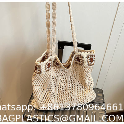 Raffia Straw Bags Tote Summer Beach Purses Wholesale New Ethnic Style Beach Bags Women Paper Straw Crochet Tote Bags Large Capacity Raffia Braided Handbags