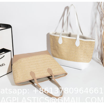 Hand-woven Beach Bag Raffia Crochet Messenger Shoulder Bag Summer Vacation Straw Bag Manufacturers Natural Straw Paper Tote Bag Women Open Fashionable Raffia Crochet Handbags for Beach with Custom