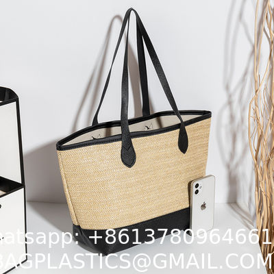 Hand-woven Beach Bag Raffia Crochet Messenger Shoulder Bag Summer Vacation Straw Bag Manufacturers Natural Straw Paper Tote Bag Women Open Fashionable Raffia Crochet Handbags for Beach with Custom