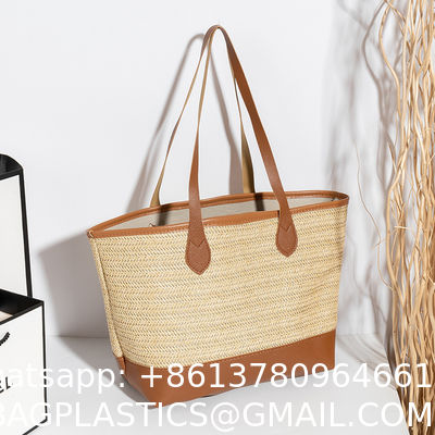 Hand-woven Beach Bag Raffia Crochet Messenger Shoulder Bag Summer Vacation Straw Bag Manufacturers Natural Straw Paper Tote Bag Women Open Fashionable Raffia Crochet Handbags for Beach with Custom