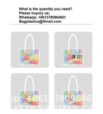 hologram holographic shiny fashion sustainable Waterproof Beach Bags Women Clear Iridescent Tote Bag Cosmetic Pouch For Phone Travel Beach Pool Essentials