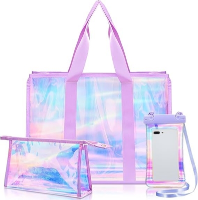 Borsa per la spesa a caldo riciclabile riciclabile personalizzata Logo e taglia Chiara trasparente omologazione PVC regalo borsa per la spesa iridescente omologazione borsa per la spesa laser TPU