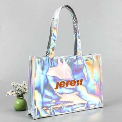 Borsa di plastica personalizzata con maniglie Borse da spiaggia trasparenti Borsa da stadio trasparente Borsa olografica impermeabile versatile Borsa da spiaggia trasparente Borsa da lavoro a mano spalla Borsa da shopping
