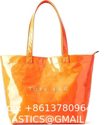 Fashion Casual Street Reusable Environmental Handbag Zipper Tote Bag, Kraft Paper Beach Bag Large Hobo Carry All Travel Shopping Handbag Plastic Shoulder Bag