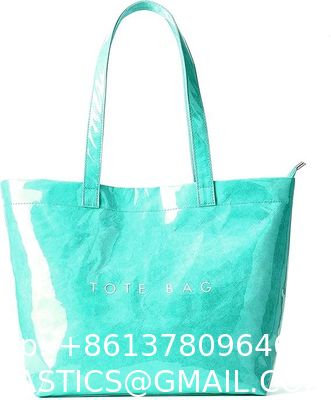 Fashion Casual Street Reusable Environmental Handbag Zipper Tote Bag, Kraft Paper Beach Bag Large Hobo Carry All Travel Shopping Handbag Plastic Shoulder Bag