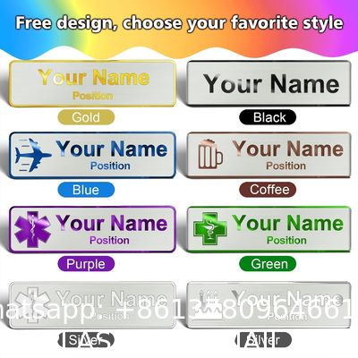 Metal Engraved Name Badge, Custom Name Tag, Personalized Plastic Or Metal ID Name Plate, Solid Brass Name Tag With Magnetic, Pin Or Clutch Back, Military, Police, Fire Department Name Badge ID Pin